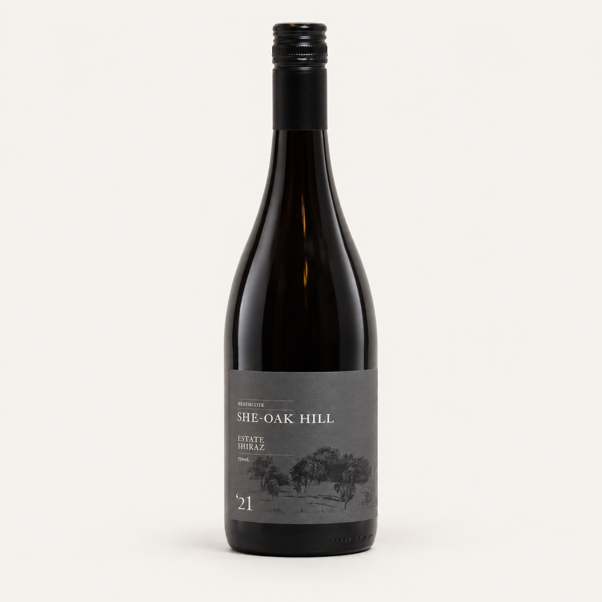 2021 She Oak Hill Estate Shiraz wine bottle